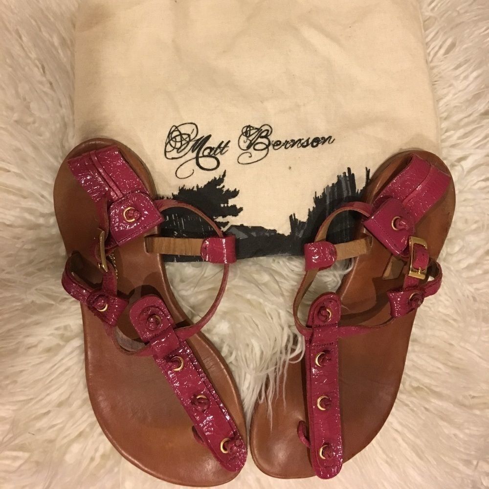 Matt Bernson Hot Pink Strappy Flat Sandals